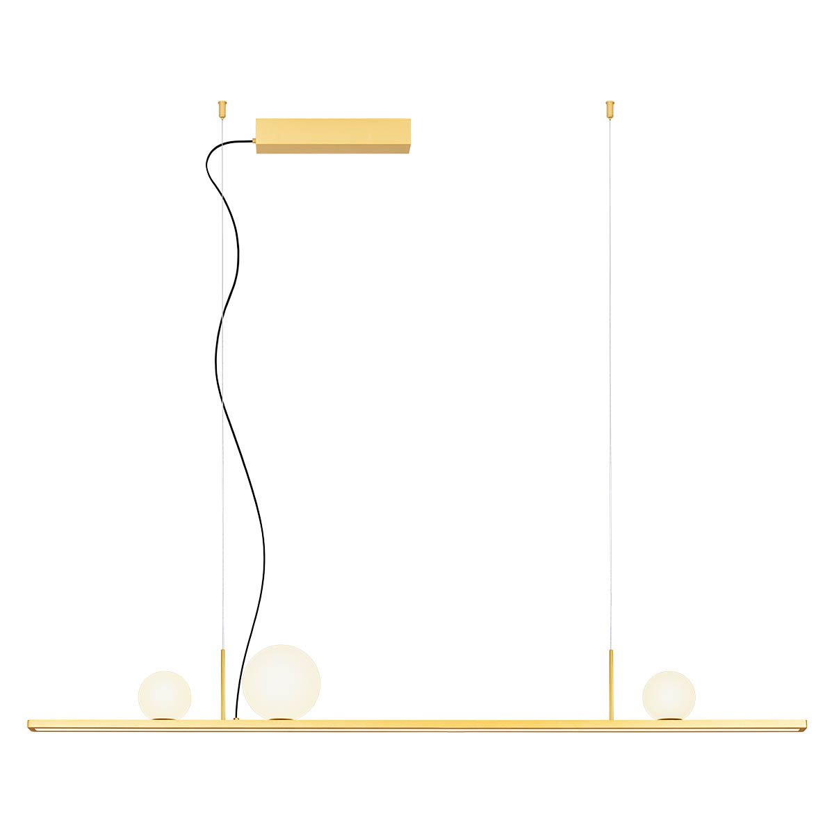 Levně Redo Závěsné LED lineární svítidlo DUNE, 40W, š. 120 cm, CRI90, stmívatelné Barva: Zlatá-opalové sklo, Barva světla: 2700K
