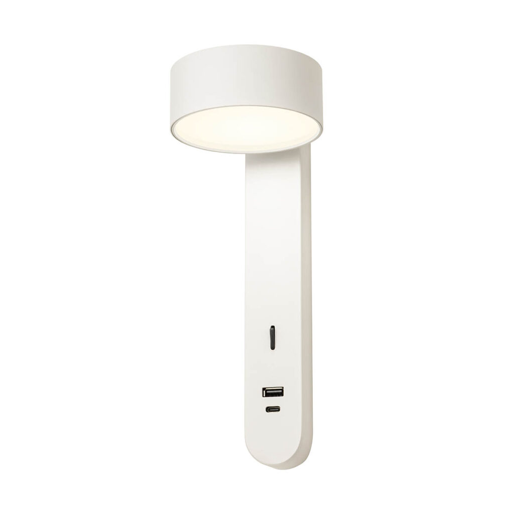 Levně Redo Nástěnné LED svítidlo NORMA 6W, v. 30 cm, USB-A/USB-C Barva: Bílá, Barva světla: 3000K