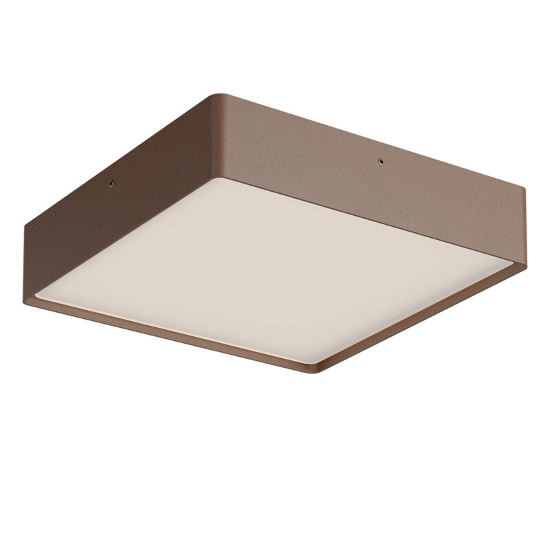 Levně Redo Venkovní stropní LED svítidlo NOX 29,5W, 27x27 cm, CCT 2700/3000K, IP65 Barva: Rezavá, Stmívání, řízení: DALI