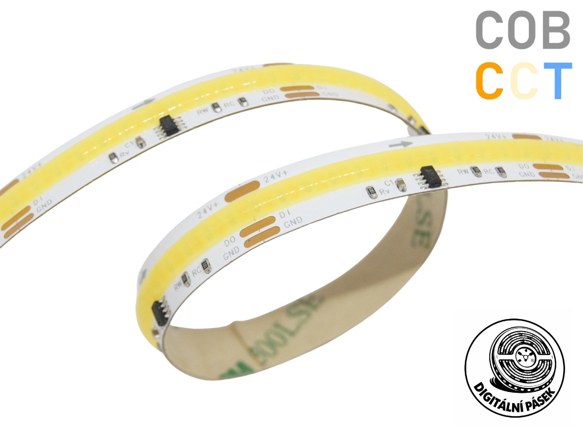Digitální LED pásek CCT COB, 10mm, 576LED/m, 24VDC, 2700-6500K, IP20