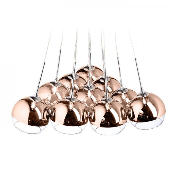 ASTRAL závěsná měděné sklo/čiré sklo 230V/12V G4 10x20W - RED - DESIGN RENDL