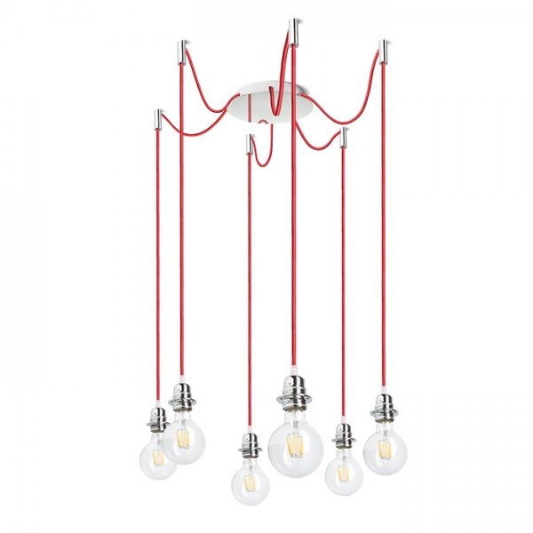 KOMBIX 6 závěsná sada CHZ+ČEK+CHO  230V E27 6x28W - RED - DESIGN RENDL