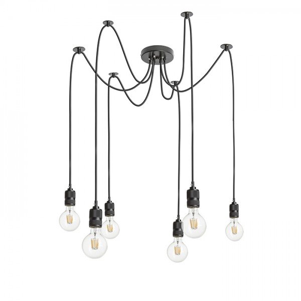 CINDY VI závěsná černá 230V E27 6x42W - RED - DESIGN RENDL