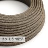 48308 textilni elektricky kabel 3x1 5 len prirodni hnede barvy rn04