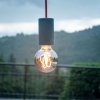 EIVA elegant - závěsná lampa IP65 do exteriéru s textilním kabelem, silikonovým baldachýnem a objímkou, voděodolná