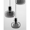 Závěsné svítidlo CINZIA kouřové sklo černý kabel černá kovová základna E27 3x12W