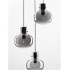 Závěsné svítidlo CINZIA kouřové sklo černý kabel černá kovová základna E27 3x12W