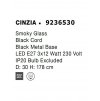 Závěsné svítidlo CINZIA kouřové sklo černý kabel černá kovová základna E27 3x12W