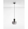 Závěsné svítidlo CINZIA kouřové sklo černý kabel černá kovová základna E27 1x12W