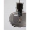 Závěsné svítidlo CINZIA kouřové sklo černý kabel černá kovová základna E27 1x12W