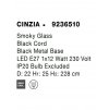 Závěsné svítidlo CINZIA kouřové sklo černý kabel černá kovová základna E27 1x12W