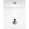 Závěsné svítidlo CINZIA kouřové sklo černý kabel černá kovová základna E27 1x12W