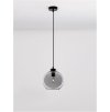 Závěsné svítidlo PALMER kouřové sklo černý kabel černá kovová základna E27 1x12W