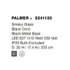 Závěsné svítidlo PALMER kouřové sklo černý kabel černá kovová základna E27 1x12W