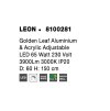 Závěsné LED svítidlo LEON plátkovaný zlatý hliník a akryl nastavitelné 65W 3000K stmívatelné
