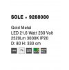 Závěsné LED svítidlo SOLE zlatý kov 21.6W 3000K