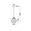 Závěsné svítidlo ISABELLA, 23cm, E27 1x12W