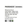 Venkovní zapuštěné svítidlo do zdi PASSAGGIO bílá hliník LED 1W 3000K 3V IP54 délka kabelu 1.80m použijte driver 9020170