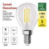 LED žárovka Filament Mini Globe  A CLASS/ E14 / 3,8 W (60 W) / 806 lm / teplá bílá