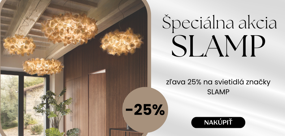Špeciálna akcia– 25 % zľava na svietidlá SLAMP! Len do vypredania zásob.