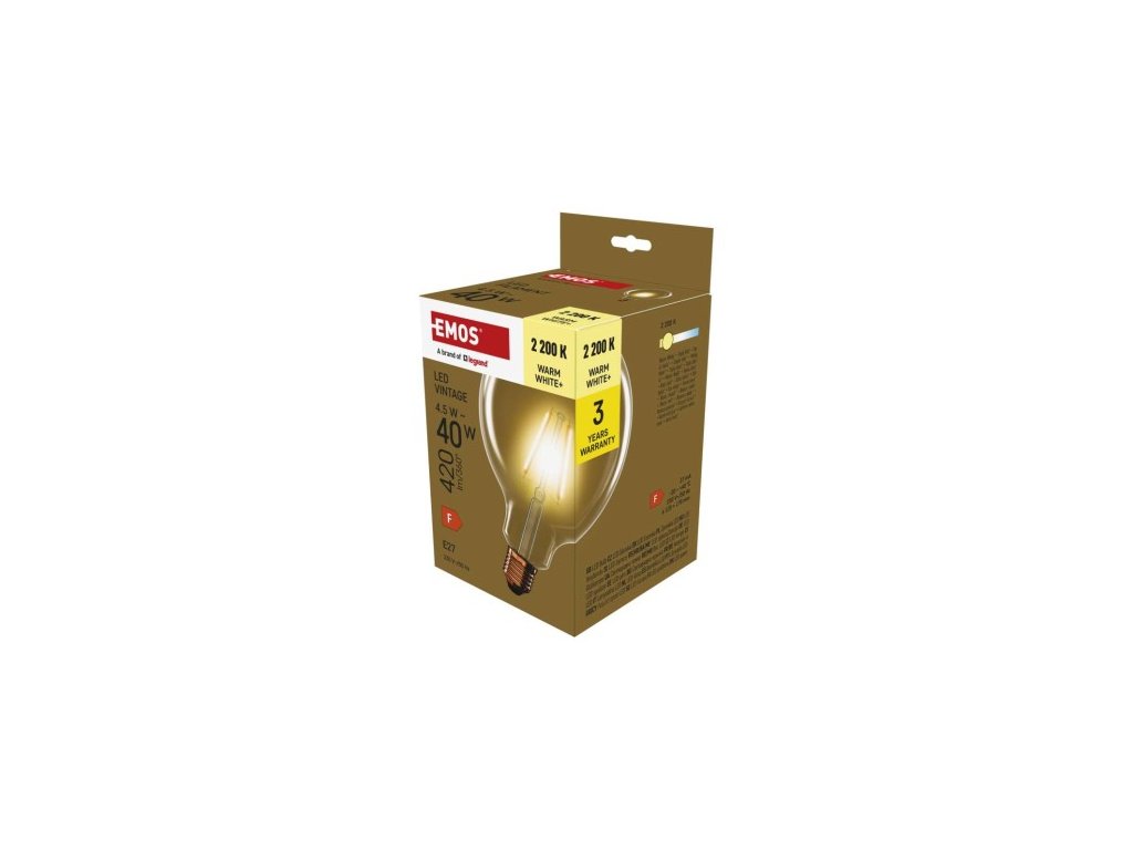 LED žiarovka Vintage G125 / E27 / 4,5 W (40 W) / 420 lm / teplá biela