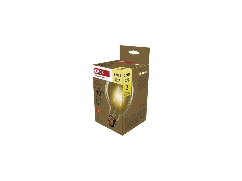 LED žiarovka Vintage G95 / E27 / 4,5 W (40 W) / 420 lm / teplá biela