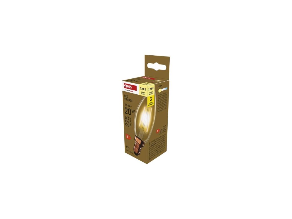 LED žiarovka Vintage sviečka / E14 / 2,5 W (20 W) / 225 lm / teplá biela