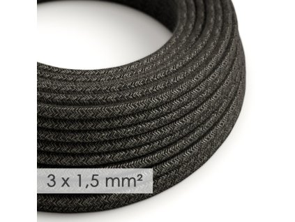 48305 textilni elektricky kabel 3x1 5 len prirodni antracitove barvy rn03