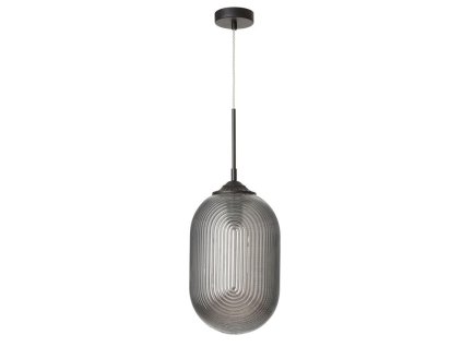 50360 1 zavesne svitidlo athena kourove sede sklo matny cerny kov e27 1x12w