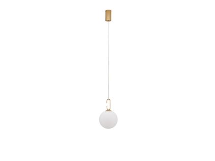 51434 zavesne svitidlo hook satenovy zlaty kov a opalove bile sklo led 10 6w 3000k