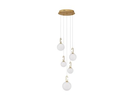 51440 zavesne svitidlo hook satenovy zlaty kov a opalove bile sklo led 37w 3000k stmivatelne