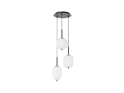 47039 zavesne svitidlo lato cerny kov a opalove sklo e14 3x5w