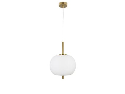 47081 2 zavesne svitidlo lato opalove sklo anticky mosazny kov cerny kabel e27 1x12w