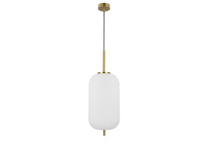 47078 zavesne svitidlo lato opalove sklo anticky mosazny kov cerny kabel e27 1x12w