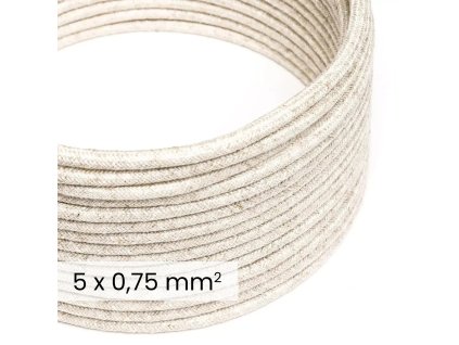 cavo elettrico tessile dali 5x075 mm2 lino naturale bianco filo per illuminazione di design rn01 3195190