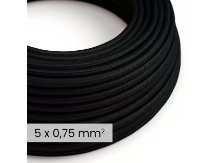 cavo elettrico tessile dali 5x075 mm2 nero carbone filo rotondo flessibile per illuminazione rm04 1693238