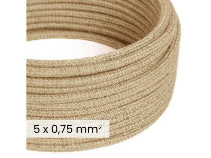 cavo elettrico tessile dali 5x075 mm2 neutro in juta filo in tessuto naturale per luci di design rn06 5199147