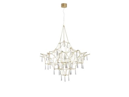 Závěsné LED svítidlo GORO čirý křišťál a zlatý kov 20W 3000K