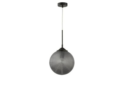 Závěsné svítidlo ATHENA kouřové šedé sklo matný černý kov E27 1x12W