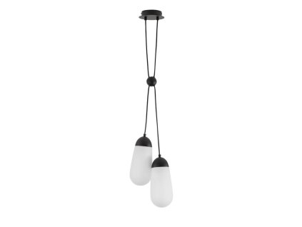 Závěsné svítidlo BLAKY matný černý kov a opálové sklo E14 2x5W
