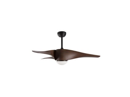 Stropní ventilátor se světlem BREEZE tělo z oceli matná černá a sklo 3ABS dřevěné listy LED 18W 3000K