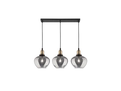 Závěsné svítidlo CEDRO kouřové sklo Bronz a černý kov E27 3x12W