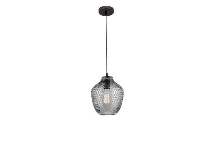 Závěsné svítidlo CLARO kouřové sklo černý kov E27 1x12W