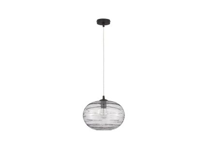 Závěsné svítidlo EVLEEN matný černý kov a světle šedé sklo E27 1x12W