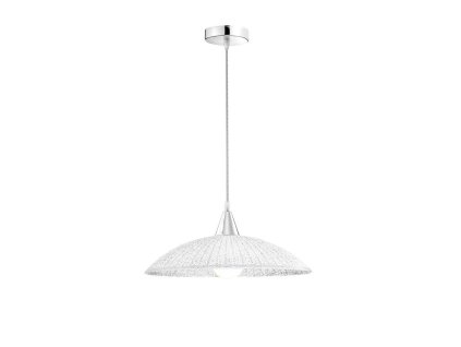 Závěsné svítidlo SHELL chromovaný kov bílá a čiré strukturované sklo E27 1x12W