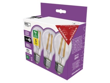 LED žárovka Filament A60 A CLASS/ E27 / 3,8 W (60 W) / 806 lm / neutrální bílá