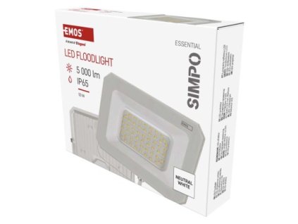 62321 led reflektor simpo 50w bily ip65 5000 lm neutralni bila