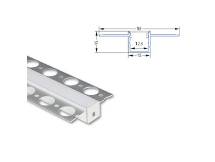 Difúzor k hliníkovým profilom AU pre LED pásky (Veľkosť 2 m, Typ Mliečny)