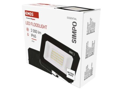 61048 led reflektor simpo 20 w cerny neutralni bila
