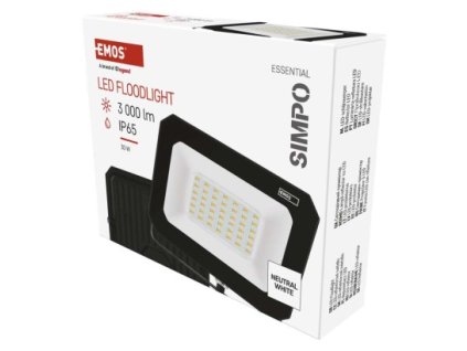 61051 led reflektor simpo 30 w cerny neutralni bila